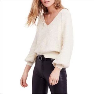 Free People Found My Friend V Neck Pullover - Cream Small